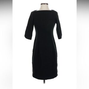 Black Halo Classic Black Midi Boatneck Dress